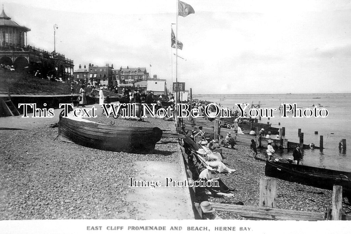 KE 6333 - East Cliff Promenade & Beach, Herne Bay, Kent c1920