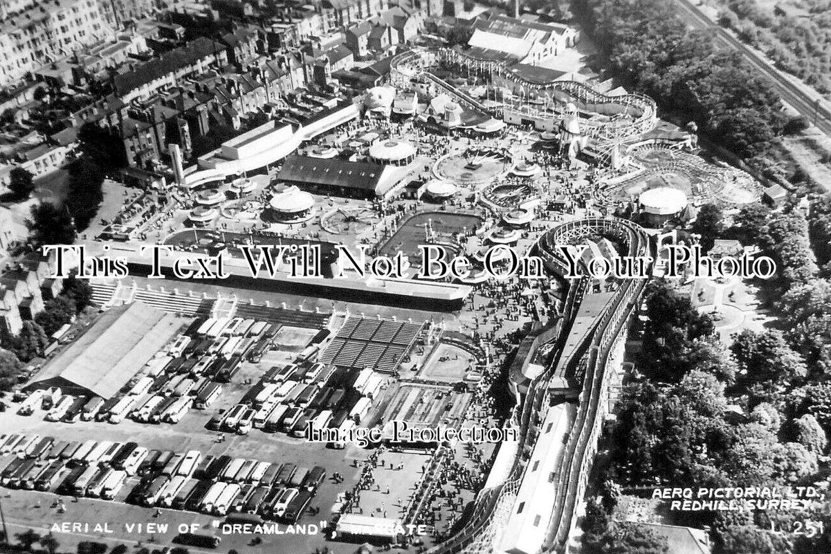 KE 6355 - Aerial View Of Dreamland, Margate, Kent c1957