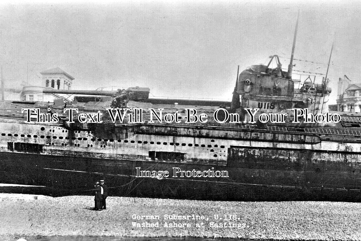 SX 6174 - German Submarine U118 Ashore At Hastings, Sussex WW1