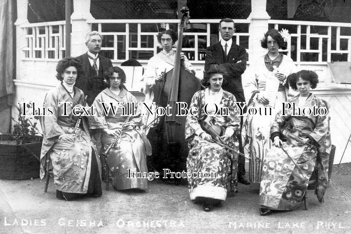 WL 3654 - Ladies Geisha Orchestra, Marine Lake, Rhyl, Wales c1913
