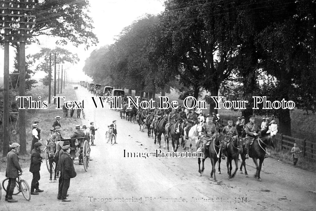 BF 1462 - Troops Entering Biggleswade, Bedfordshire 1914 WW1