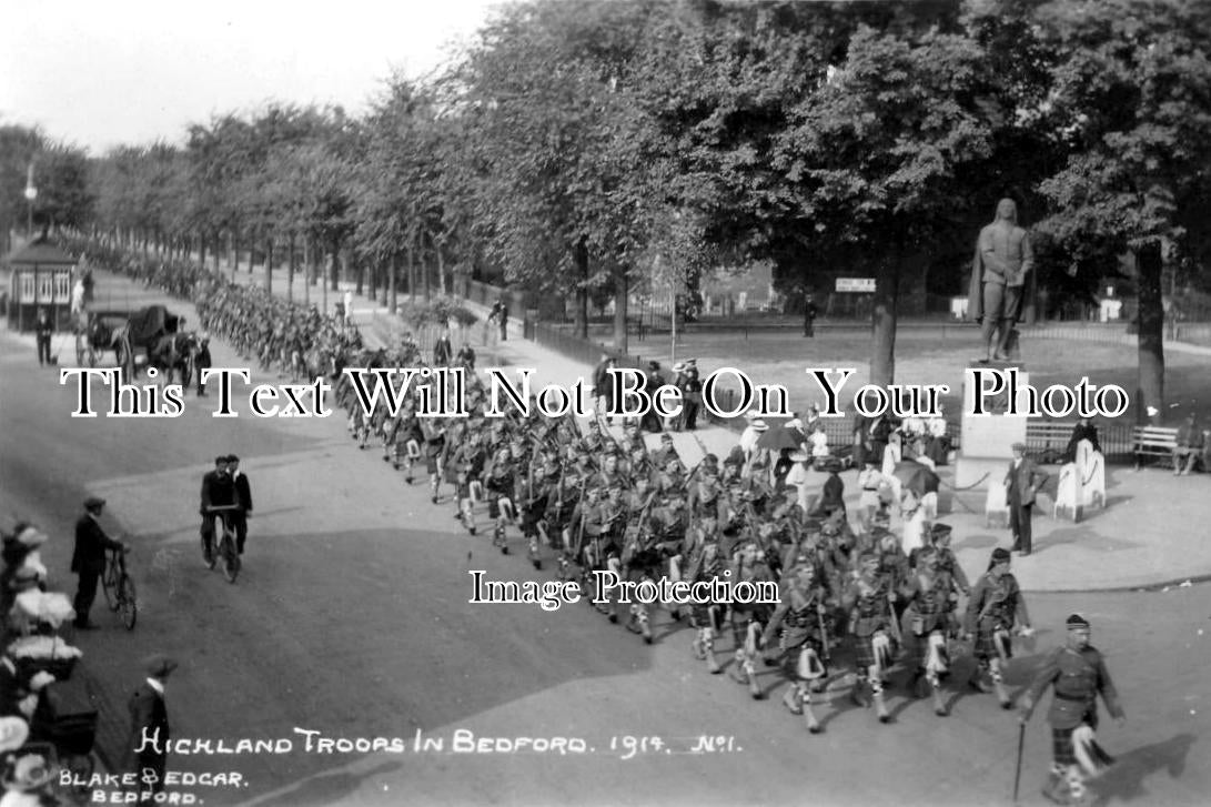 BF 329 - Highland Soldiers, Bedford, Bedfordshire c1914 WW1