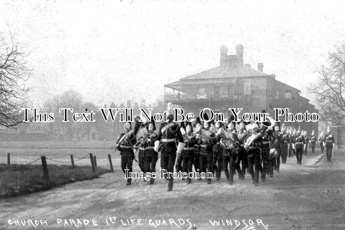 BK 1524 - Church Parade, 1st Life Guards, Windsor, Berkshire c1910