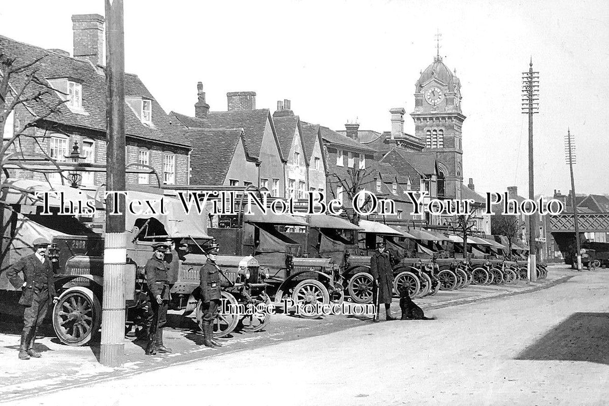 BK 1938 - Military Lorrys, High Street, Hungerford, Berkshire WW1