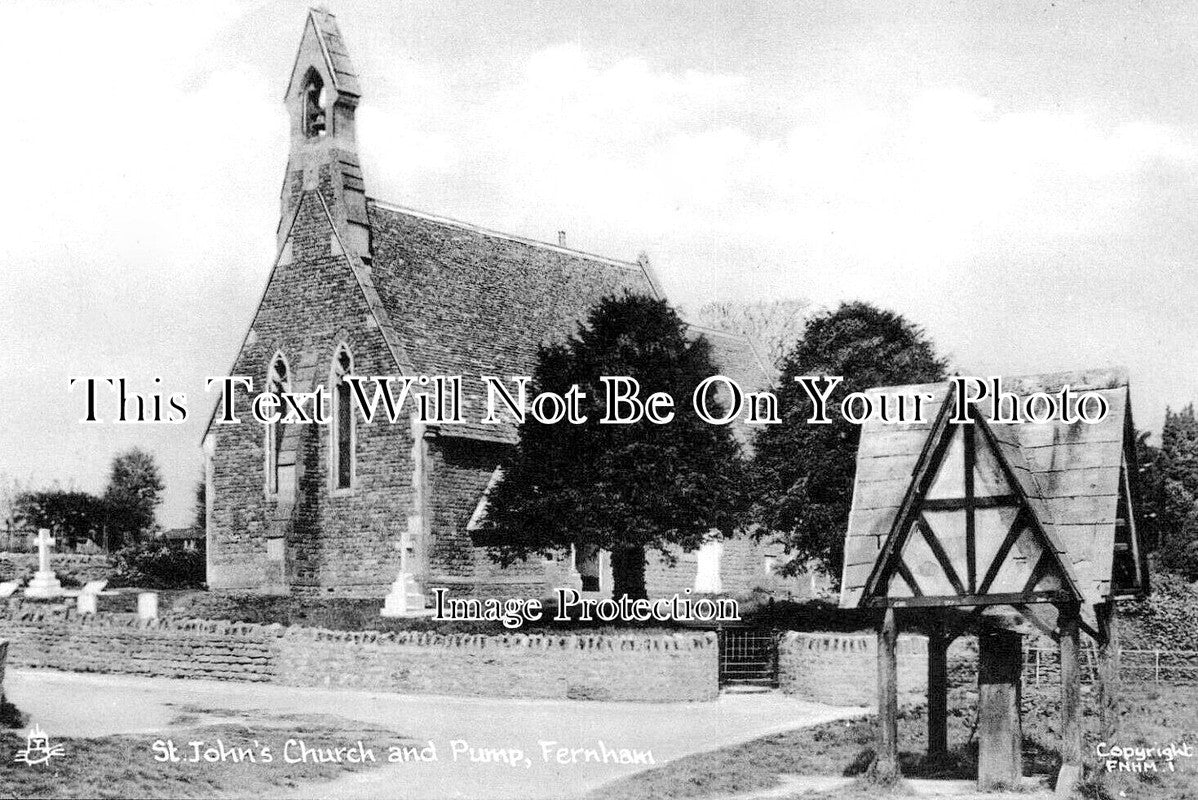 BK 2434 - St Johns Church & Pump, Fernham, Berkshire