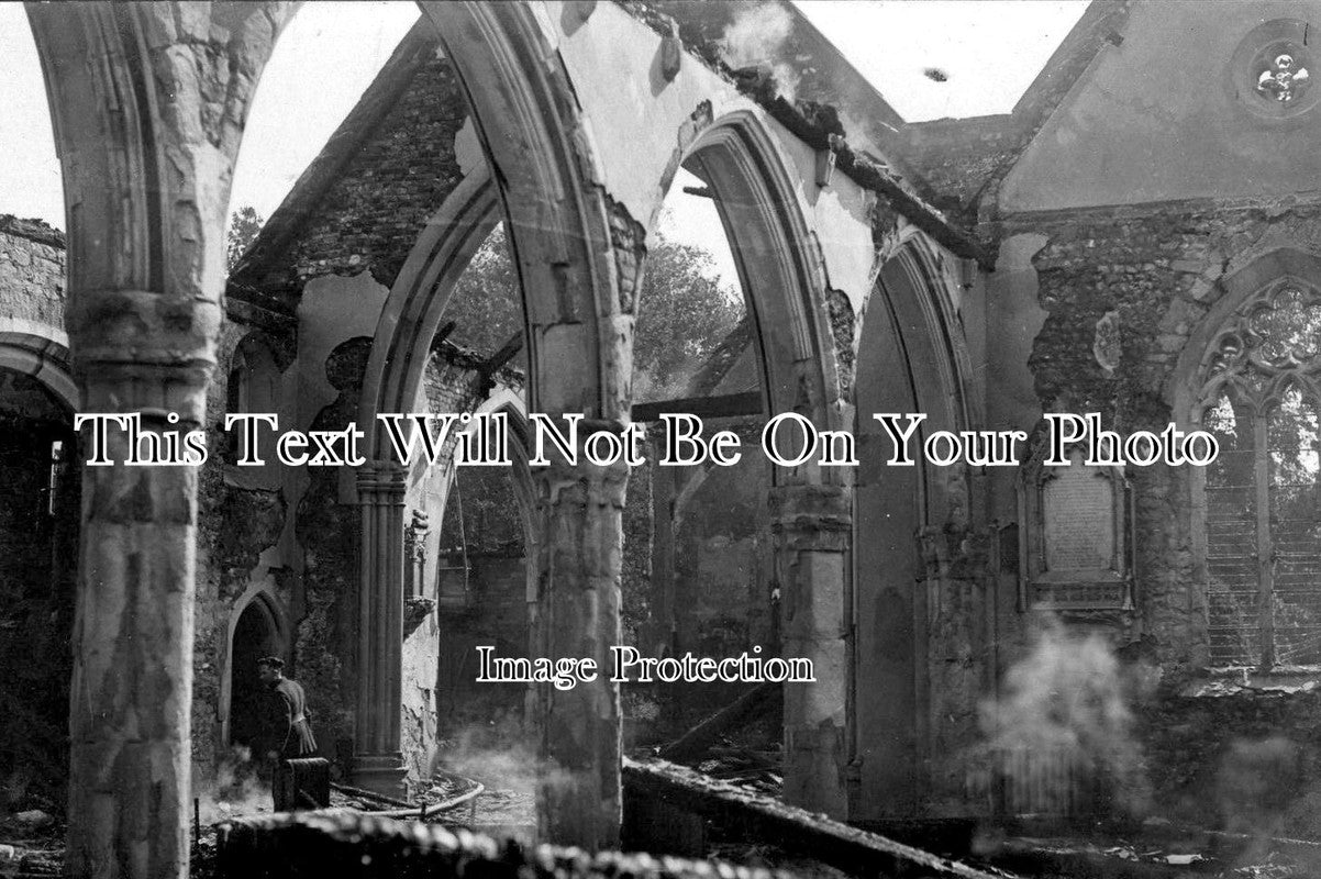 BK 802 - Wargrave Church, Burnt Down By Suffragettes, Berkshire 1914