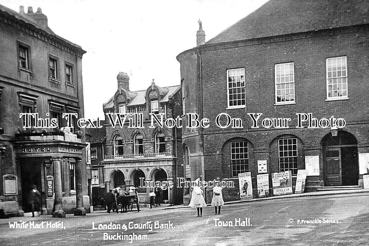 BU 1944 - London & County Bank, White Hart, Town Hall, Buckingham c1914