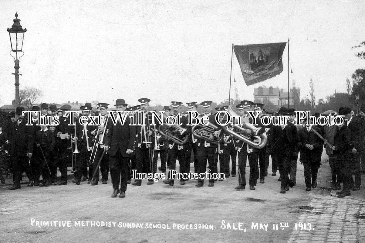CH 1091 - Primitive Methodist Sunday School Procession Band, Sale, Cheshire 1913