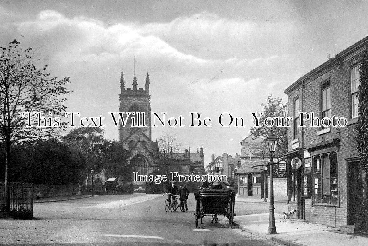 CH 1181 - The Post Office & Church, Bowdon, Cheshire c1923