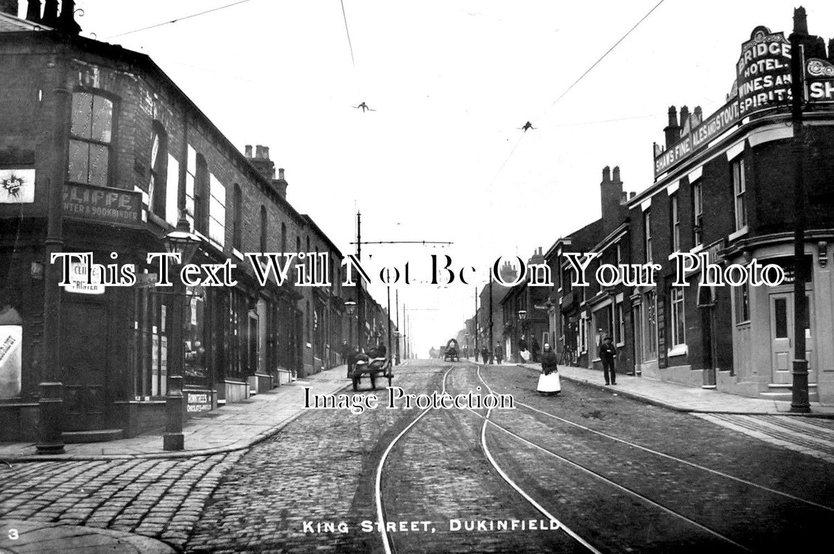CH 1487 - The Bridge Hotel & King Street, Dukinfield, Cheshire c1902