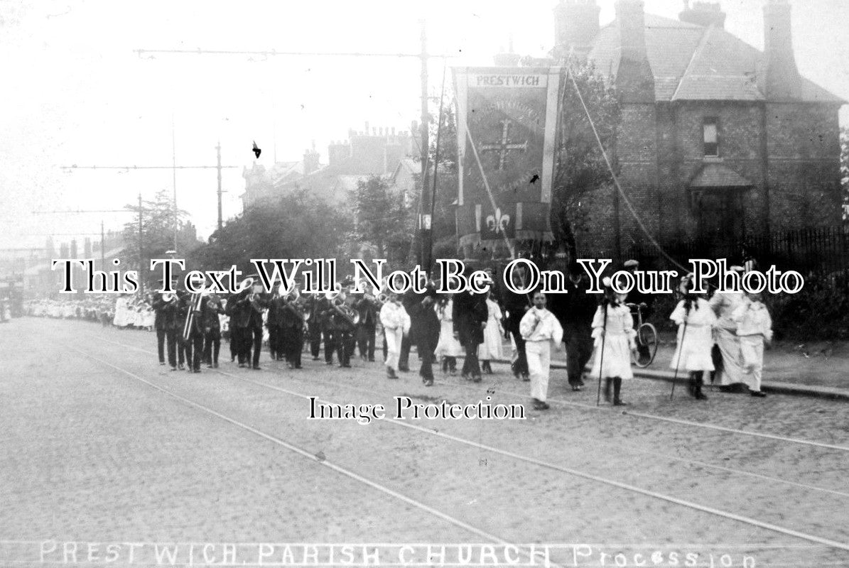 CH 1619 - Prestwich Parish Church Procession, Cheshire c1908