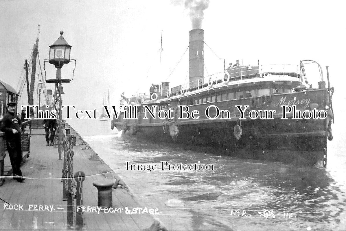 CH 1835 - Rock Ferry Stage & Ferry Boat, Cheshire c1908