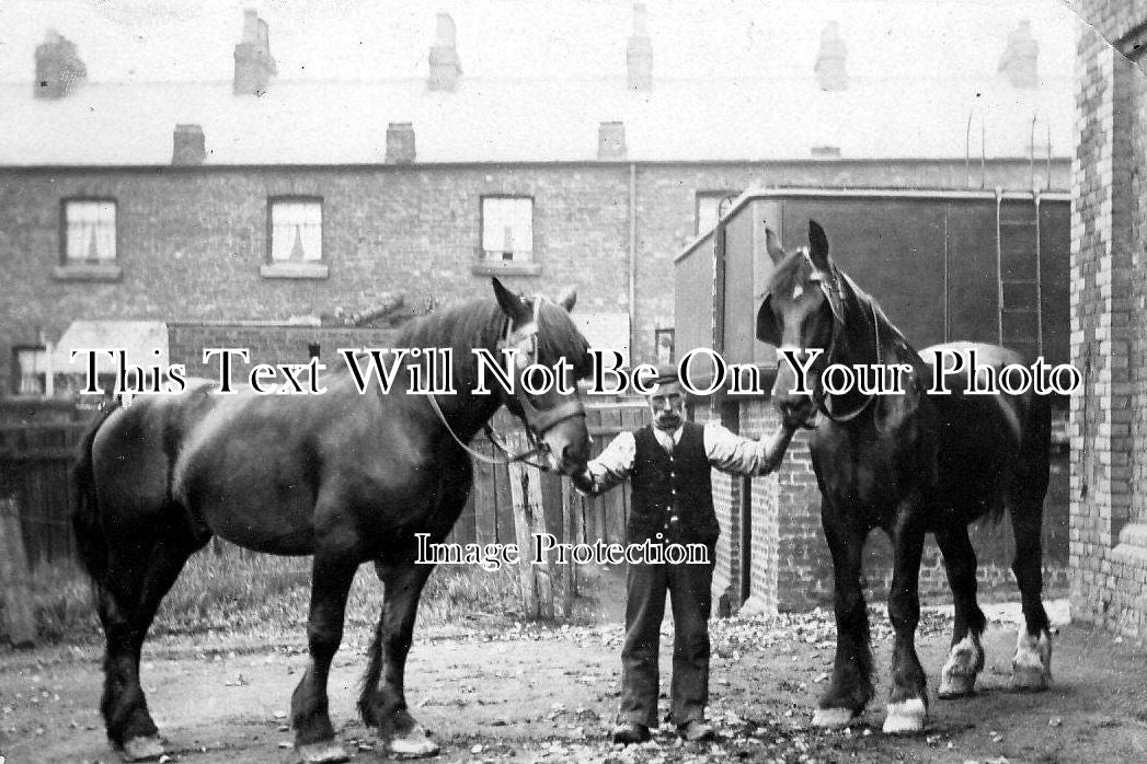 CH 431 - Man & Horses, Kingsley, Frodsham, Cheshire c1916
