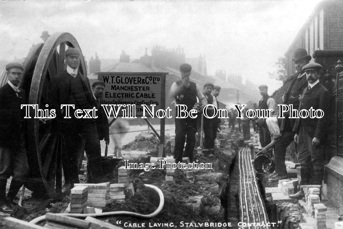 CH 605 - Workmen Laying Electric Cable, Stalybridge, Cheshire c1904