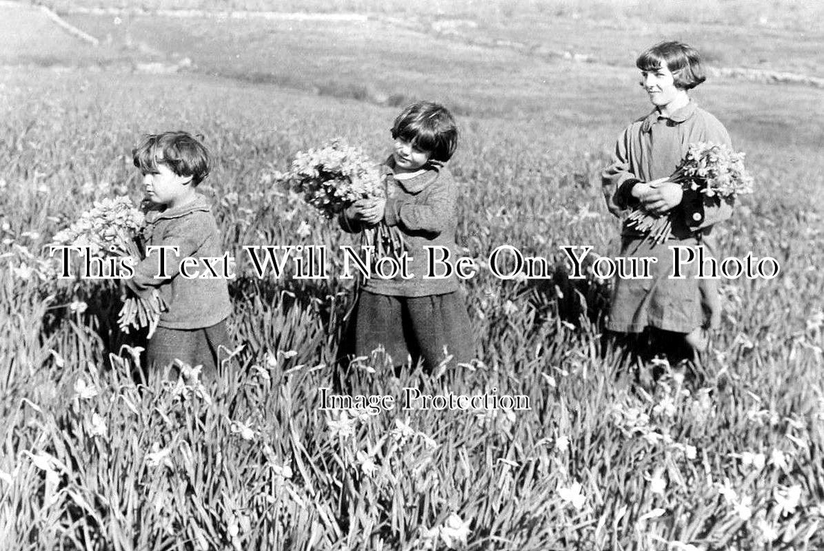 CO 1018 - Children Picking Flowers, St Marys, Scilly Isles, Cornwall