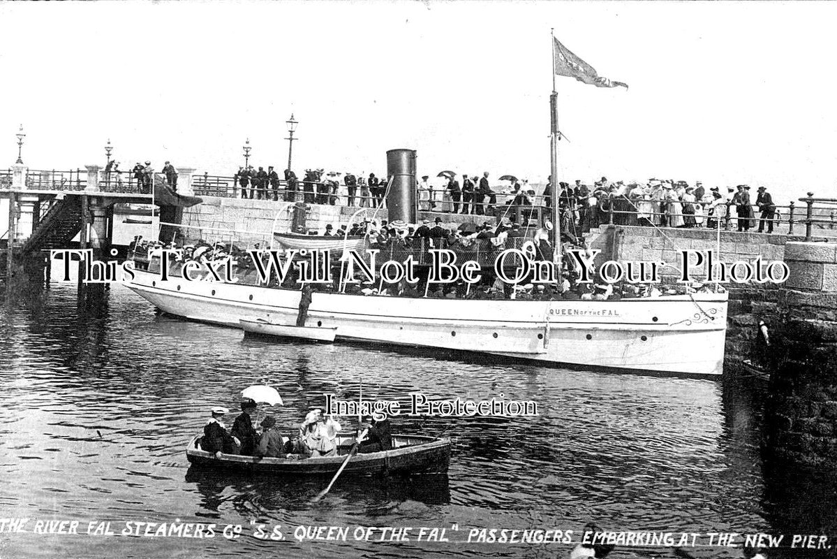 CO 1459 - Steamer SS Queen Of The Fal & New Pier, Falmouth, Cornwall