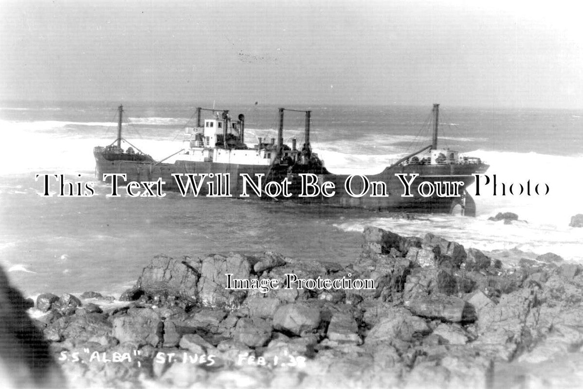 CO 1907 - SS Alba Shipwreck, St Ives, Cornwall 1938