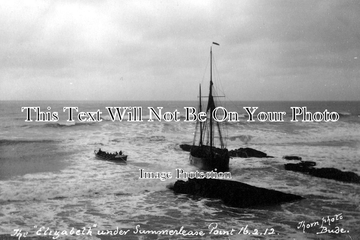 CO 317 - The Elizabeth Shipwreck & Lifeboat, Summerlease Point, Cornwall 1912