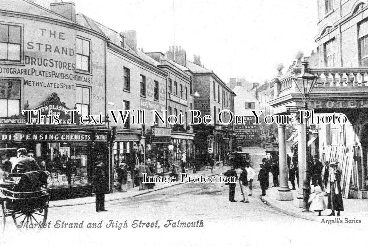 CO 3834 - Market Strand & High Street, Falmouth, Cornwall