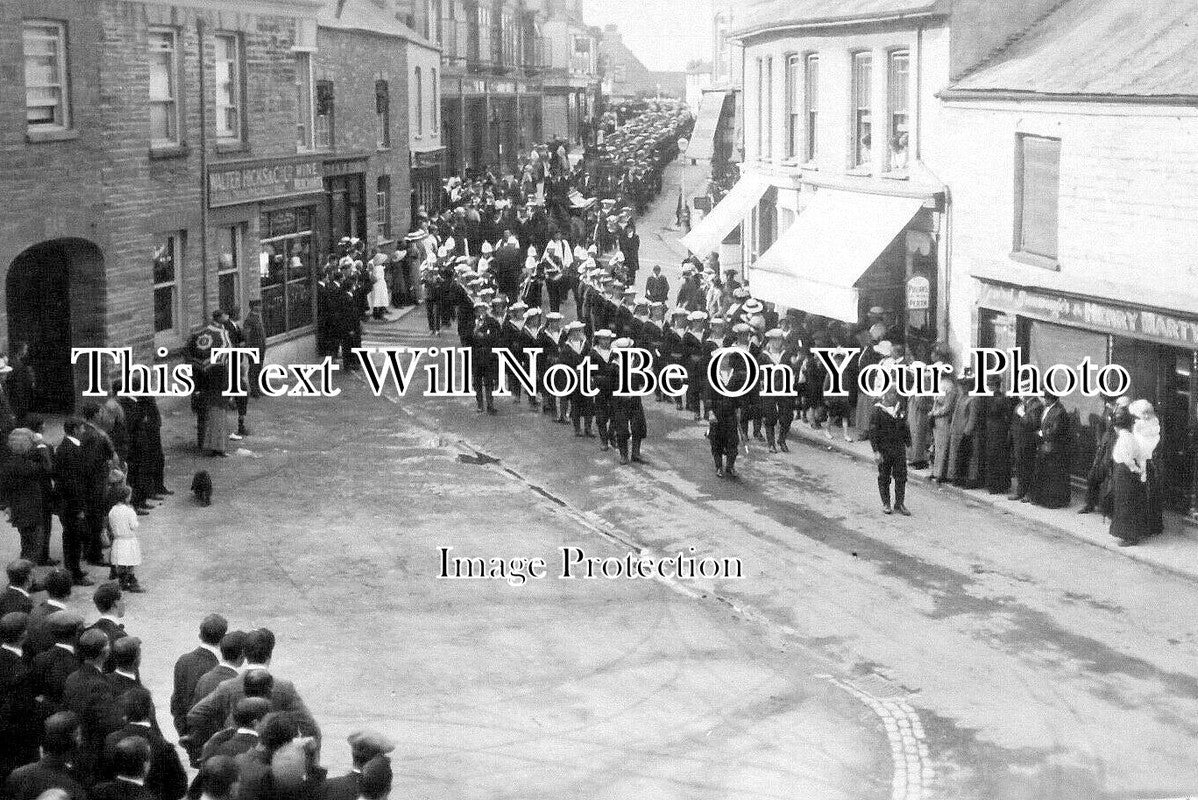 CO 4198 - HMS Monarch Funeral Procession, Newquay, Cornwall 1914 WW1