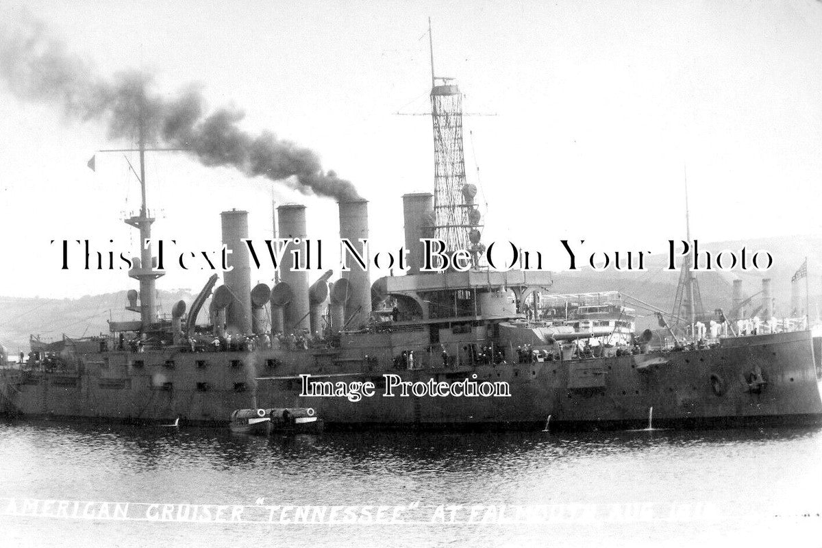 CO 4226 - US Navy Cruiser Tennessee At Falmouth, Cornwall 1914 WW1