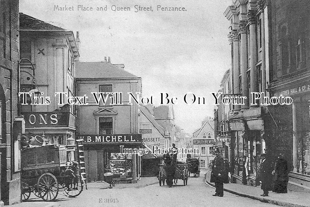 CO 470 - Market Place & Queen Street, Penzance, Cornwall c1906
