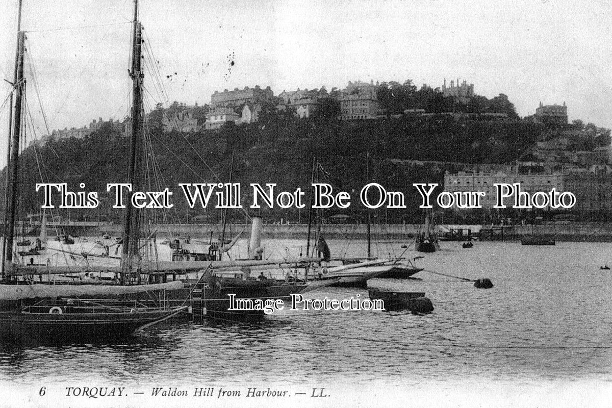 DE 1028 - Waldon Hill From The Harbour, Torquay, Devon c1909