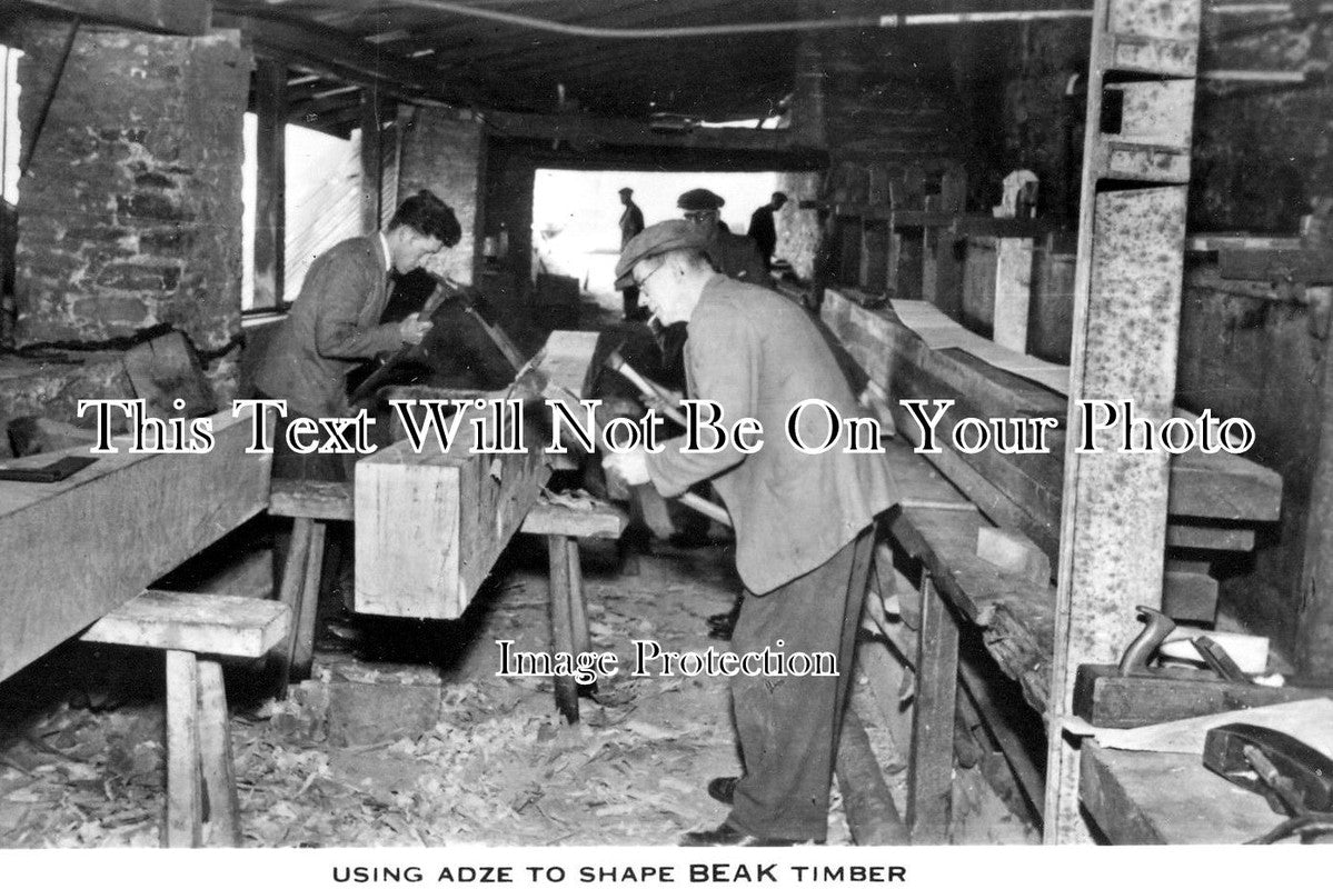 DE 110 - Using Adze To Shape Beak Timber, Brixham, Devon