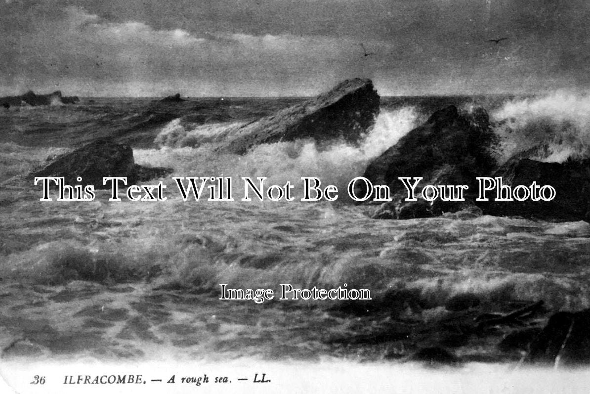 DE 117 - Ilfracombe, A Rough Sea, Devon c1920