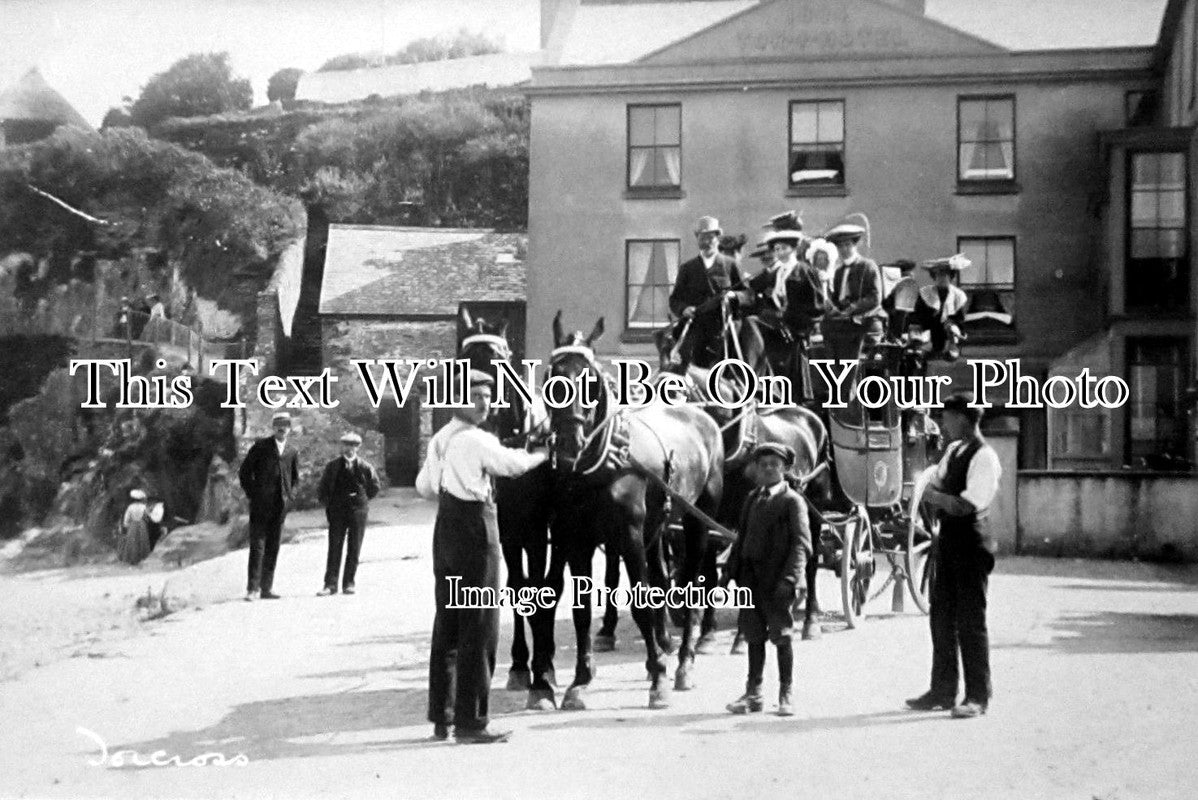DE 213 - Dartmouth Coach, Tor Hotel, Torcross, Devon c1906
