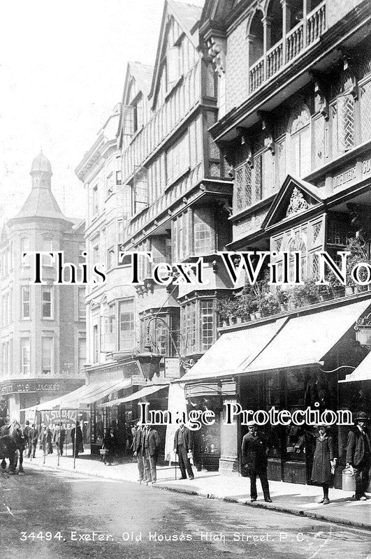 DE 3580 - Old Houses, High Street, Exeter, Devon c1905