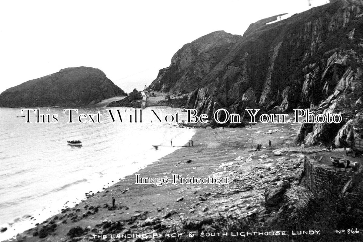 DE 3716 - The Landing Beach & South Lighthouse, Lundy, Devon