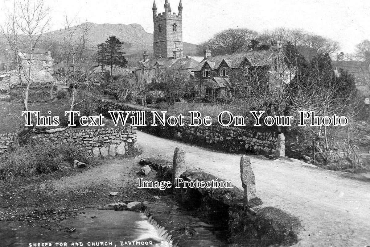 DE 4220 - Sheeps Tor & Church, Dartmoor, Devon c1911