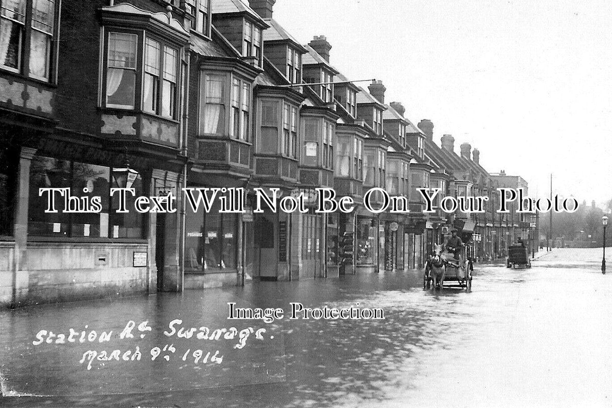 DO 3028 - Station Road In Flood, Swanage, Dorset 1914