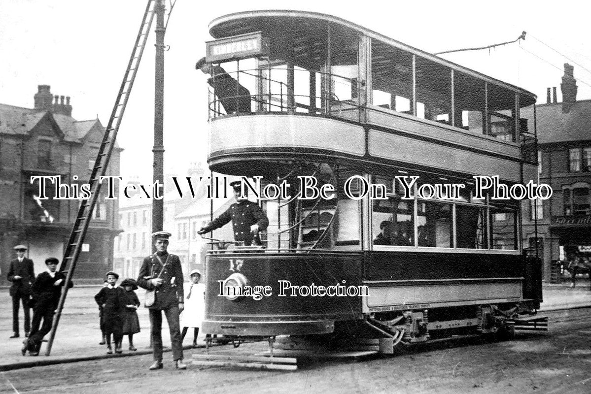 DR 1154 - Tram On Market Place, Heanor, Derbyshire c1918