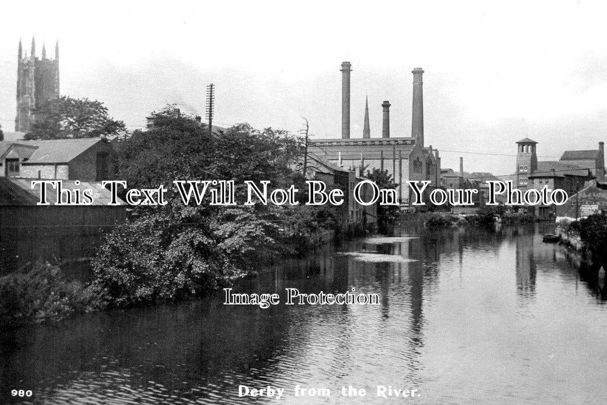 DR 3268 - Derby From The River Derwent, Silk Mill, Derbyshire