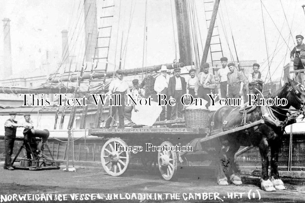 HA 164 - Norwegian Ice Vessel Unloading Ice, Portsmouth, Hampshire c1909