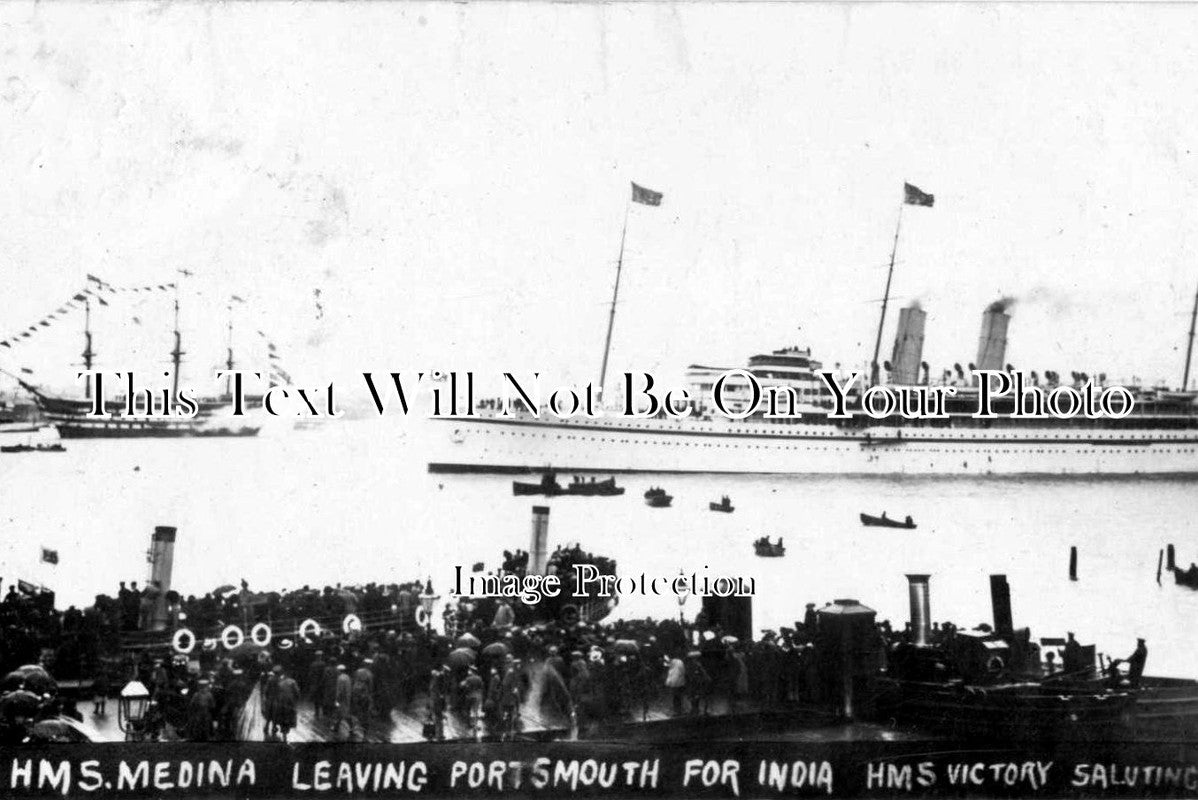 HA 738 - HMS Medina Leaving Portsmouth, Gosport, HMS Victory, Hampshire