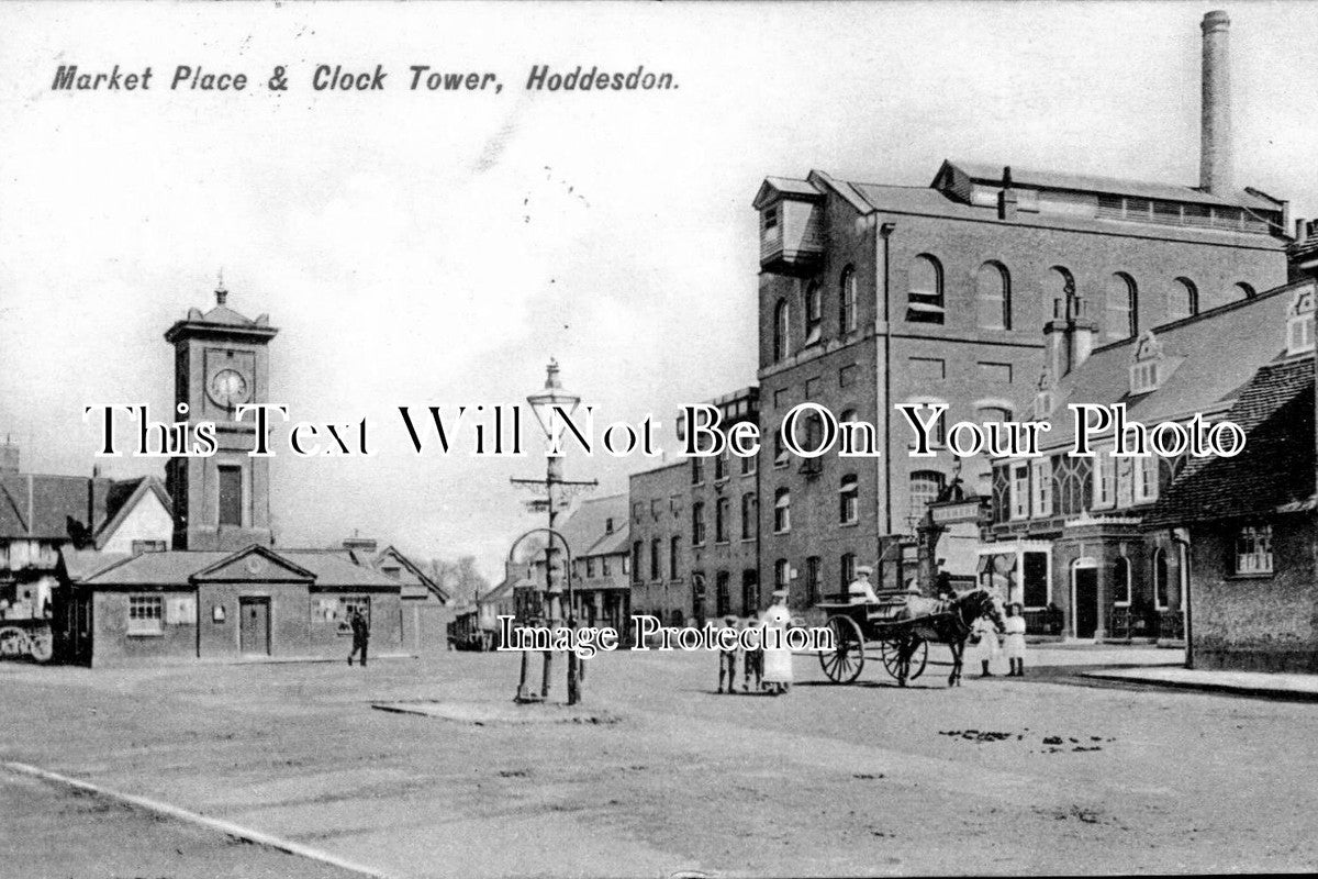 HF 418 - Market Place & Clock Tower, Hoddesdon, Hertfordshire