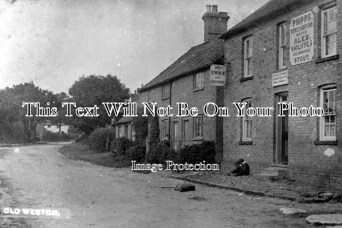 HU 97 - Swan & Shepherd Pub, Old Weston, Huntingdon, Cambridgeshire c1915