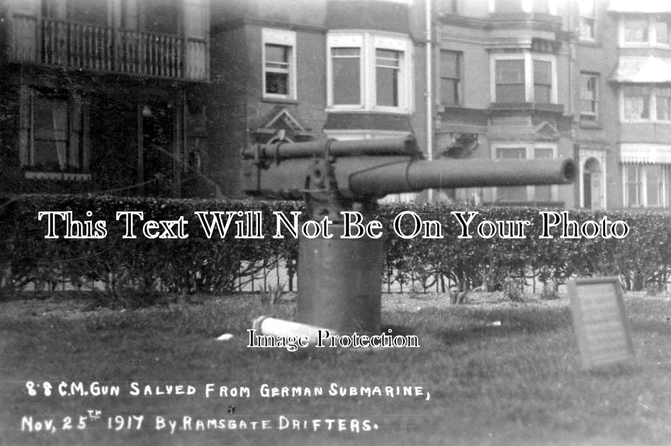 KE 1421 - German Submarine Gun, Ramsgate, Drifters Nelson's Crescent, Kent WW1