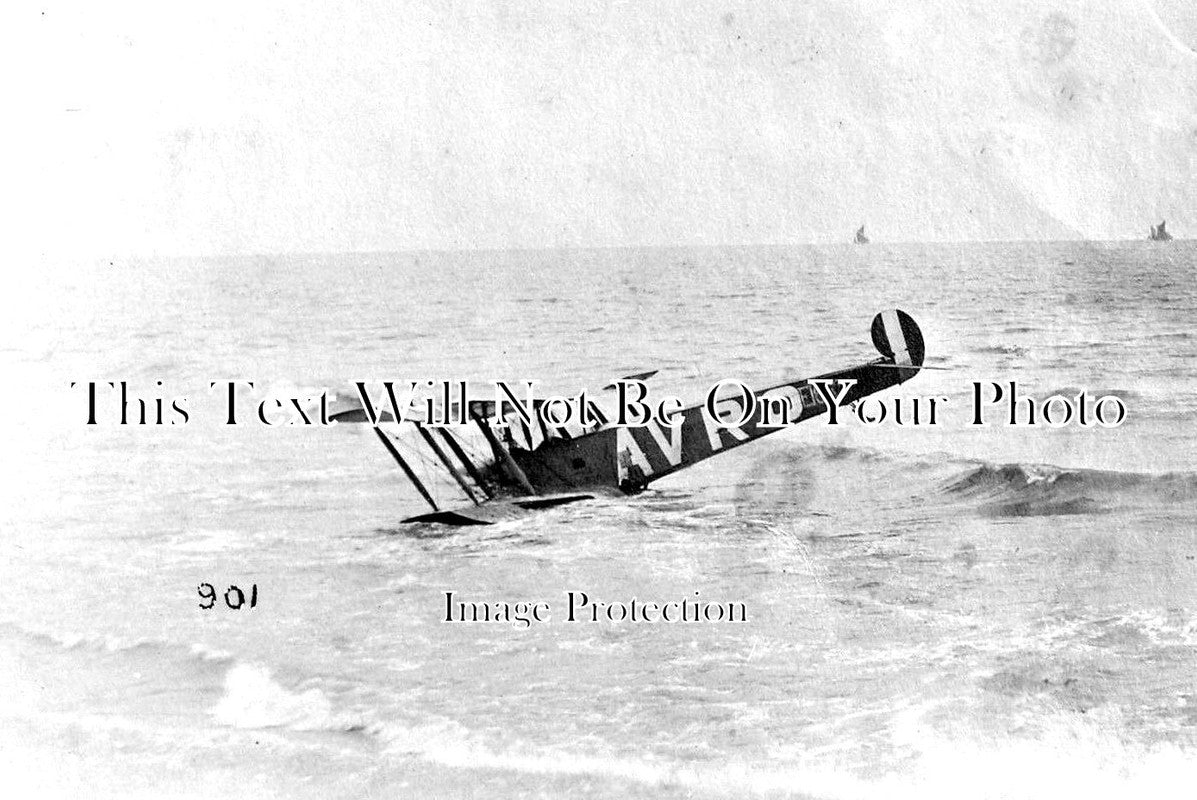 KE 1805 - Avro Bi-Plane In The Sea, Margate, Kent c1919