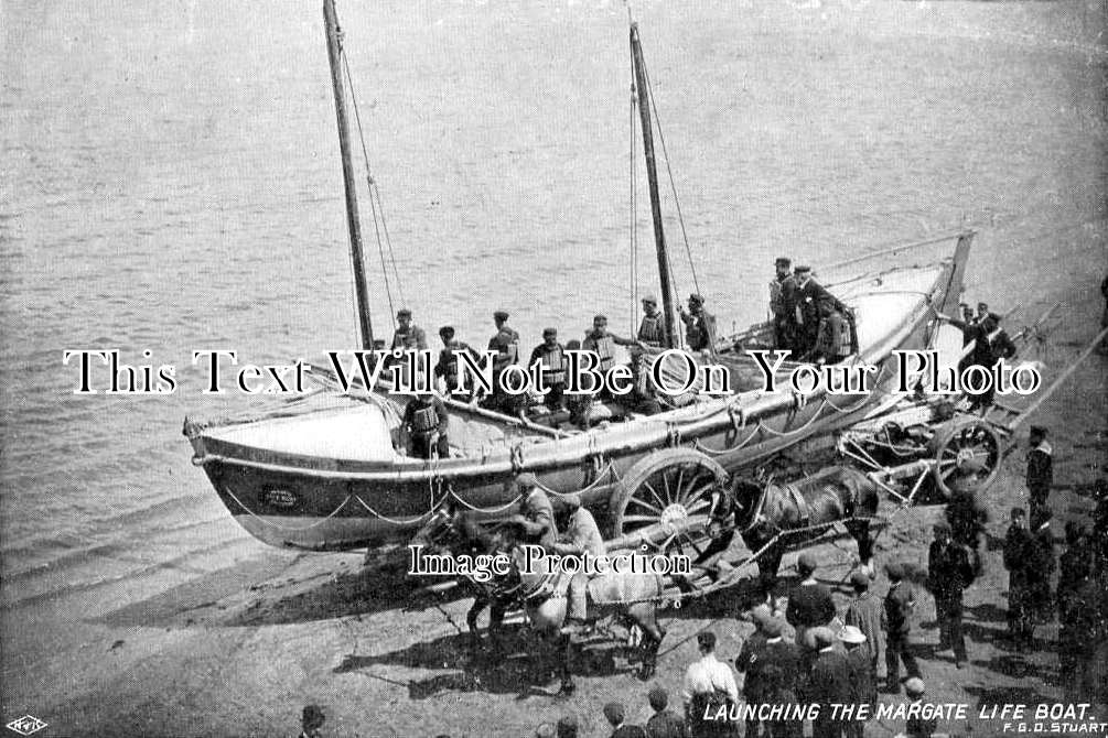 KE 2656 - Launching The Margate Lifeboat, Kent c1904