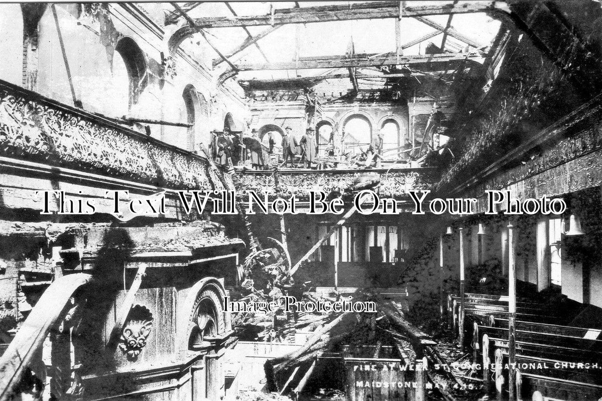 KE 2945 - Fire At Week St Congregational Church, Maidstone, Kent 1905