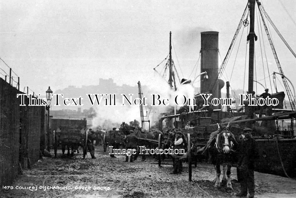 KE 365 - Steamships Discharging Coal, Dover, Kent c1912