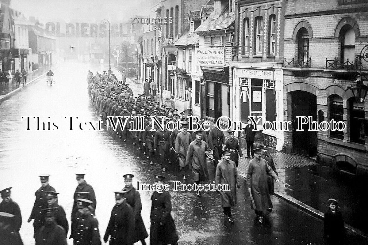 KE 5065 - Soldiers March Through Tonbridge High Street, Kent WW1