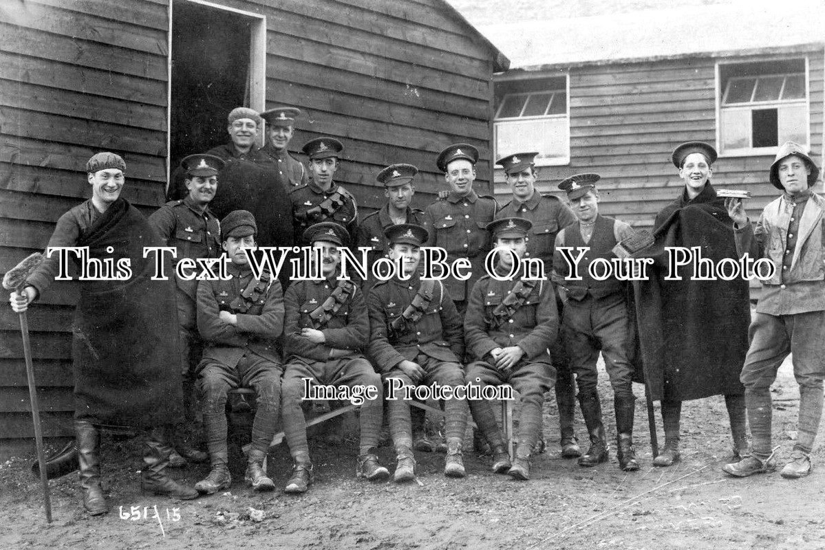 KE 5756 - Royal Artillery Group Soldiers, Dover Hut Camp, Kent WW1