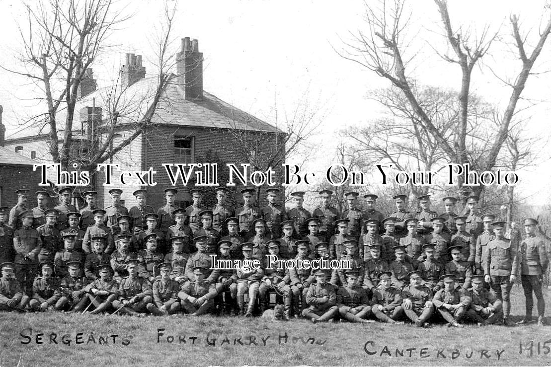 KE 6070 - Sergeants At Fort Garry House, Canterbury, Kent 1915 WW1