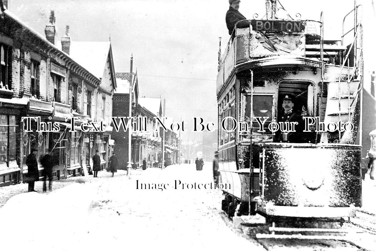 LA 2501 - Bolton Tram In The Snow, Lancashire c1907