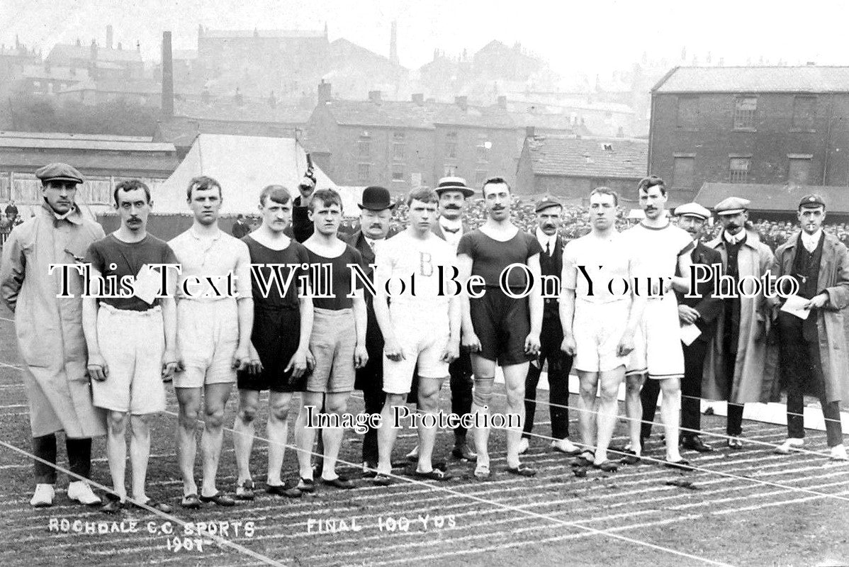 LA 2896 The 100 Yards Final Rochdale Cc Sports Lancashire 1907